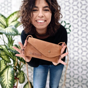 Tracollina/Pochette in Pelle Total Cammello