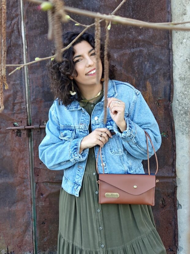 Tracollina/Pochette Ruggine e Blu Scuro